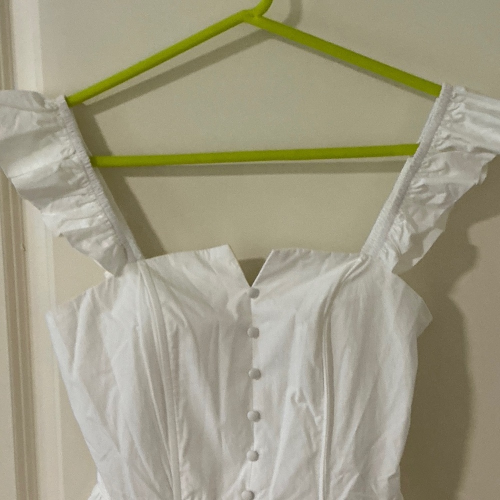 White Ruffled Strap Midi Dress - Picture 3 of 5